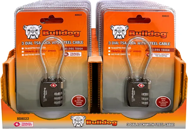 bulldog-accessories-tsa-schloss-mit-stahlkabel-20er-pack-display image 1